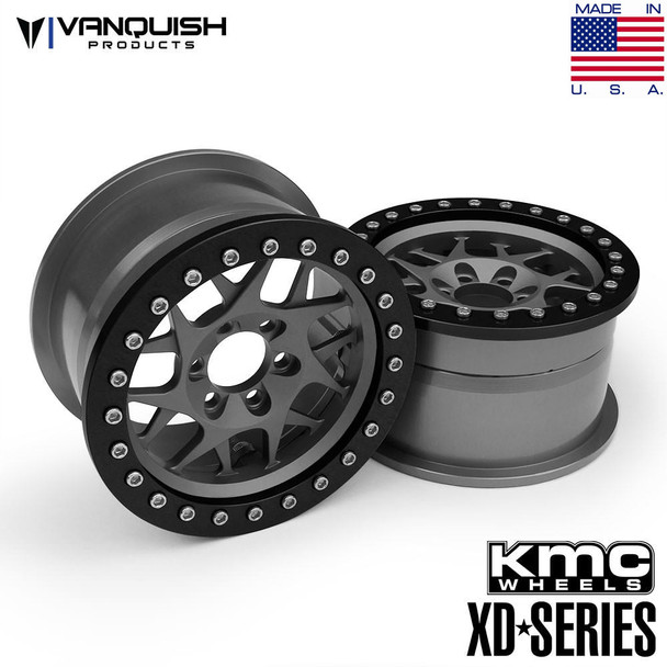 Vanquish KMC 2.2 XD127 Bully Wheels Grey w/Black Ring (1.2" Wide) VPS08032