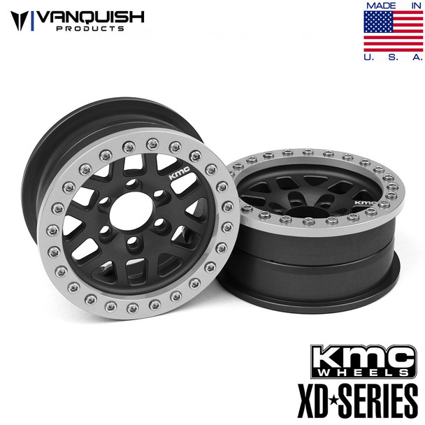 Vanquish KMC 2.2 XD229 Machete Wheels Black w/Silver Ring (1.2" wide) VPS08040