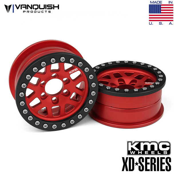 Vanquish KMC 2.2 XD229 Machete Wheels Red w/Black Ring (1.2" wide) VPS08044