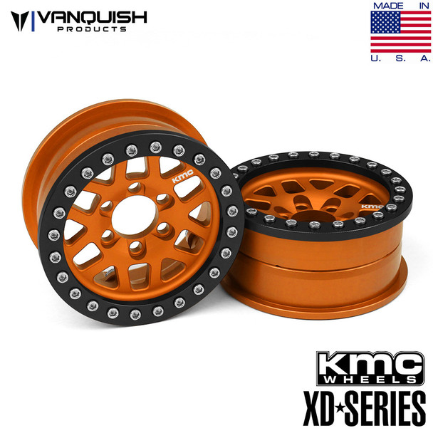 Vanquish KMC 2.2 XD229 Machete Wheels Orange w/Black Ring (1.2" wide) VPS08045