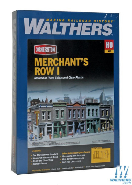 Walthers 933-3028 Merchant's Row I Kit 11 x 5 x 4" : HO Scale