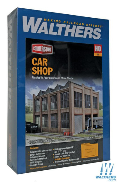 Walthers 933-3040 Car Shop Kit - 11-5/8 x 8-13/16 x 7-5/8" : HO Scale