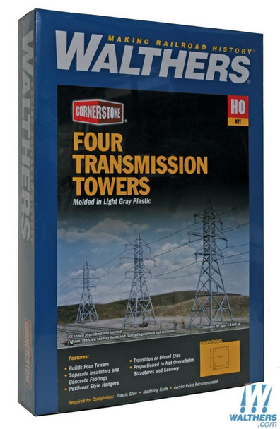 Walthers 933-3121 High-Voltage Transmission Tower Kit Pkg (4) : HO Scale