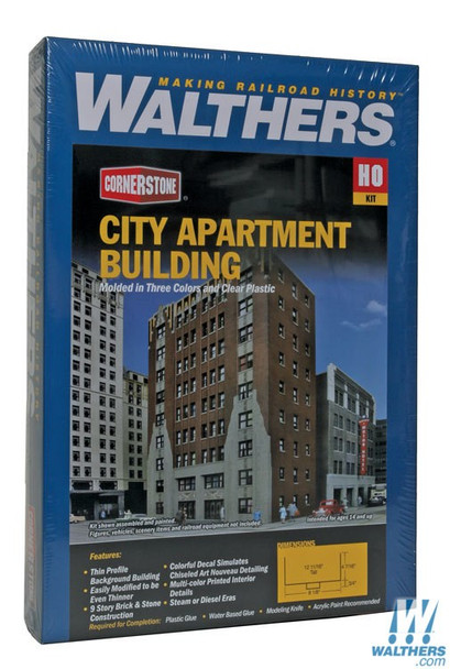 Walthers 933-3770 City Apartment Background Building Kit : HO Scale