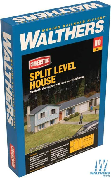 Walthers 933-3794 Split-Level House Kit - 7-1/4 x 3-3/4 x 2-9/16" : HO Scale