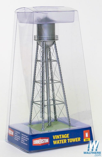 Walthers 933-3833 Vintage Water Tower Assembled Silver 2-3/8 x 2-3/8 x 7" : N Scale