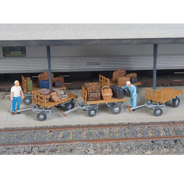 Walthers 949-4135 Baggage Carts - Plastic Kit Gray Pkg (5) HO Scale