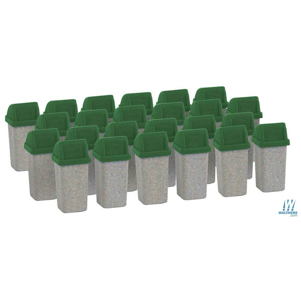 Walthers 949-4174 Modern Trash Cans Pkg (24) Molded in White Plastic HO Scale