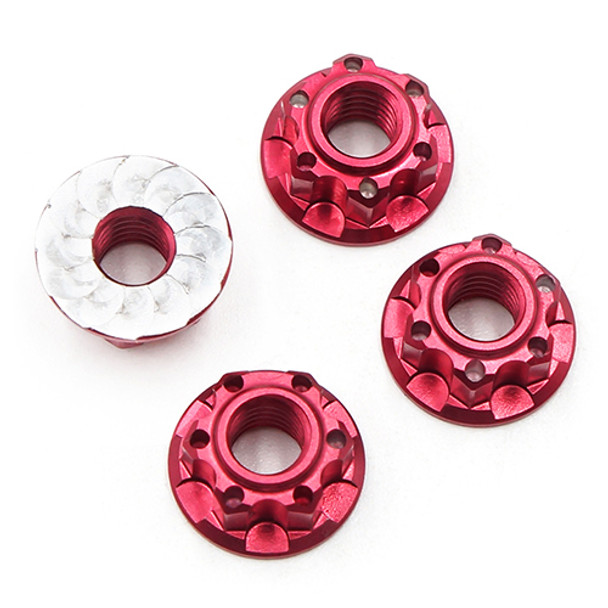 Yeah Racing YA-0448RD 4mm Aluminium Wheel Flange Lock Nut Red (4) for 1/10