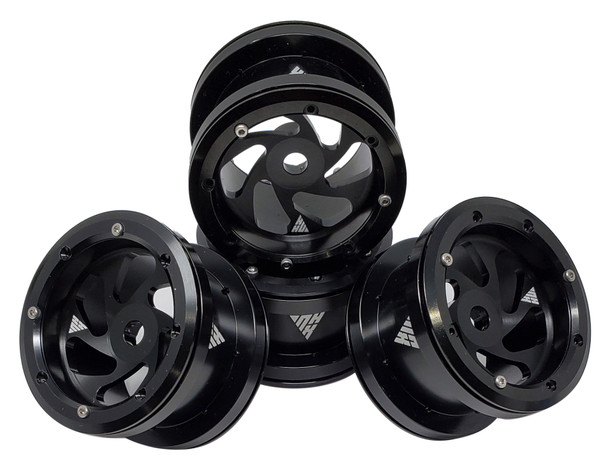 NHX RC 2.2'' Aluminum Beadlock Crawler Wheels Rims - 8 Spoke: Black 4pcs/set