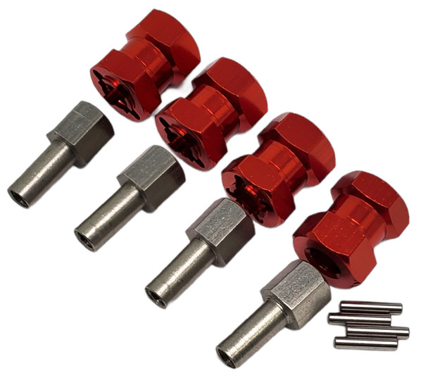 NHX Wheel Hex Adaptor Extensions 12x15mm Red (4pc)