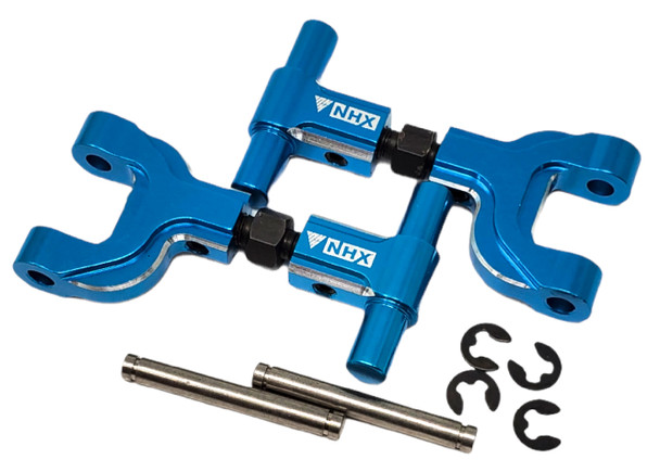 NHX Aluminum Adjustable Rear Upper Arm Set Blue: Tamiya TT02