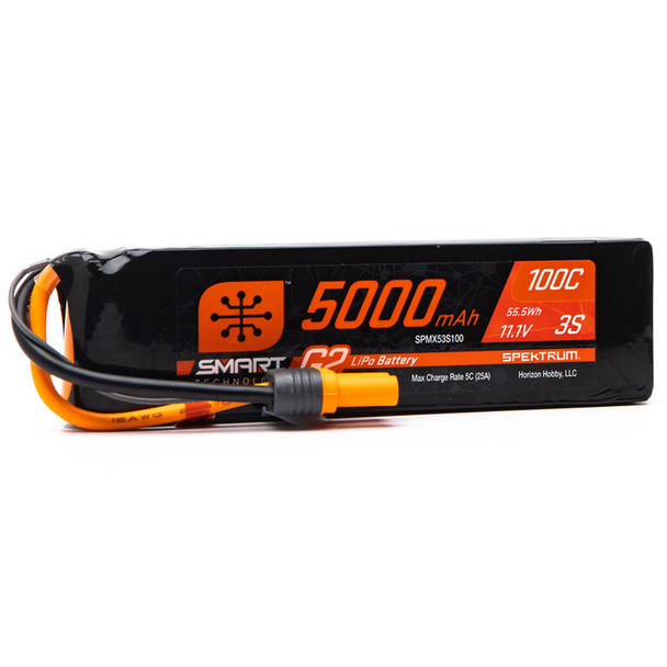 Spektrum SPMX53S100 11.1V 5000mAh 3S 100C Smart G2 LiPo Battery w/ IC5