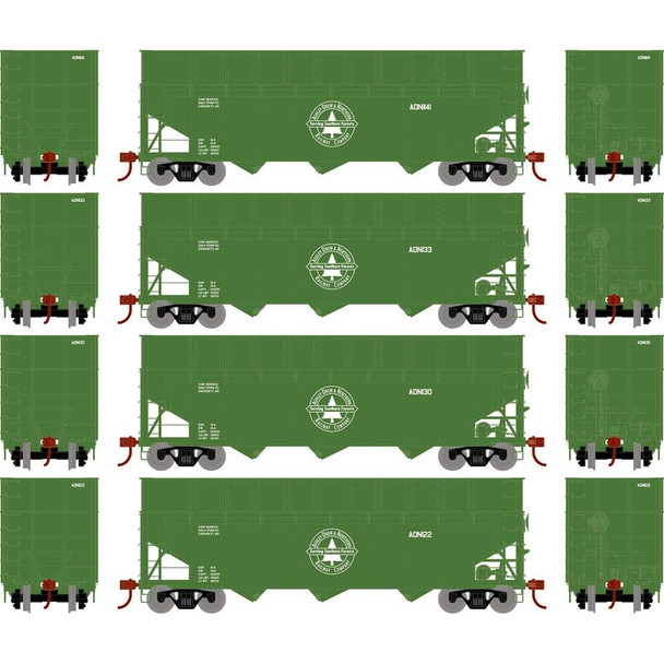 Athearn ATH2766 40' Wood Chip Hopper w/ Load AD&N #1 (4) Freight Cars N Scale