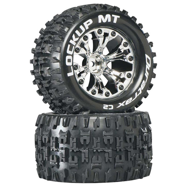 Duratrax DTXC3511 Lockup MT 2.8" 2WD Mounted 1/2" Offset Tires/Wheels Chrome (2)