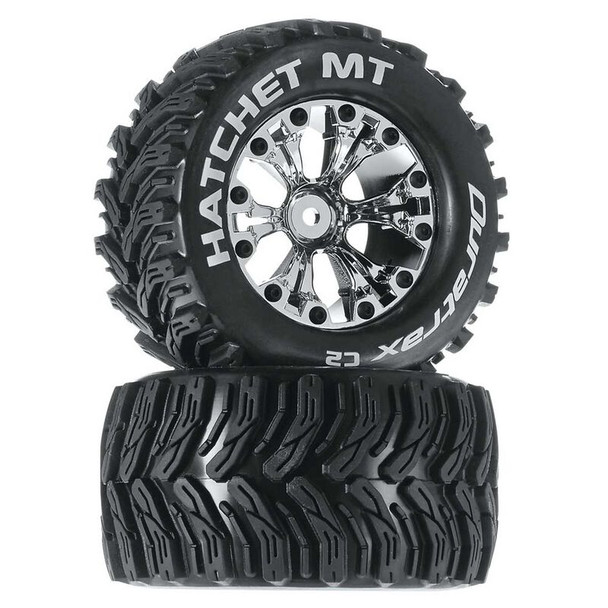 Duratrax DTXC3527 Hatchet MT 2.8" 2WD Mounted Rear Tires/Wheels Chrome (2)