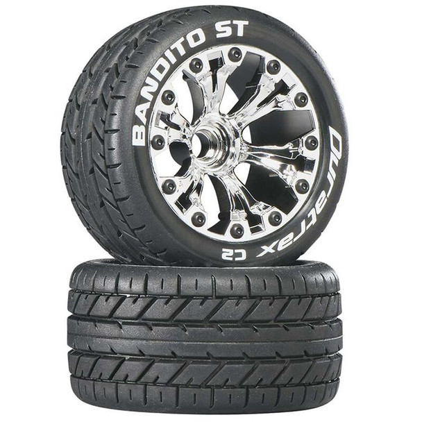 Duratrax DTXC3541 Bandito ST 2.8" 2WD Mounted Front C2 Tires/Wheels Chrome (2)
