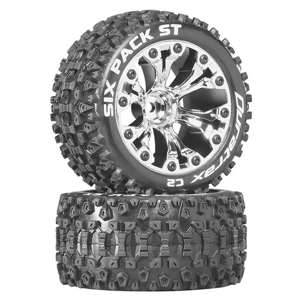 Duratrax DTXC3563 Six Pack ST 2.8" 2WD Mounted 1/2" Offset Tires/Wheels Chrome (2)