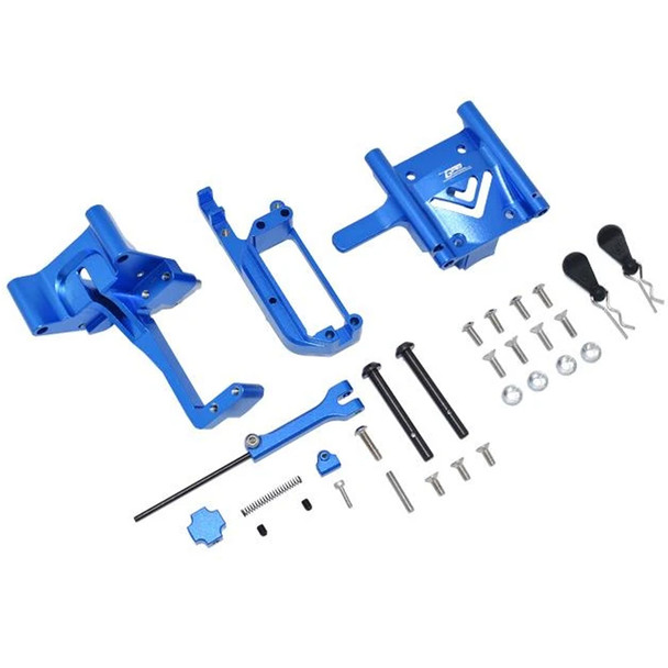 GPM Racing Alum Handbrake Kit + Center Differential Cover Blue : 1/7 Infraction