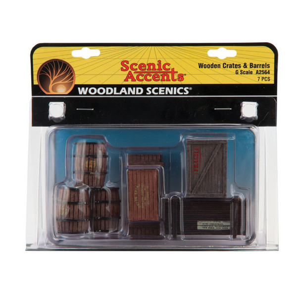 Woodland Scenics A2564 Wooden Crates and Barrels - G Scale