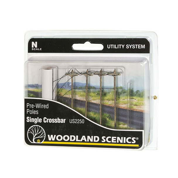 Woodland Scenics US2250 Pre-Wired Poles - Single Crossbar - N Scale