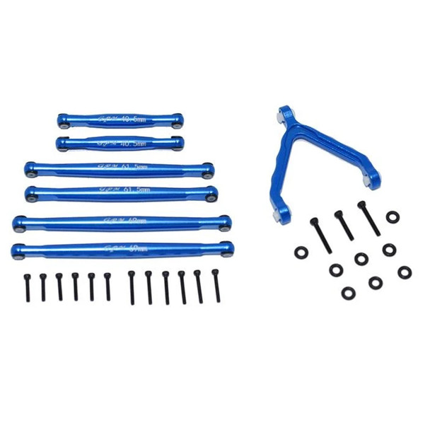 GPM Racing Alum Suspension Links + Front Upper Link Mount Blue : SCX24 Deadbolt