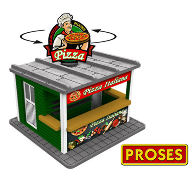 Bachmann 39121 Pizza Stand w/ Light & Rotating Sign (Laser Cut Kit) O Scale