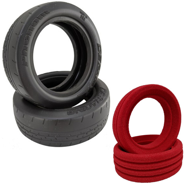 DE Racing Phenom 1/10 Buggy Front Tires / Soft D40 Compound (2) w/ Red Inserts