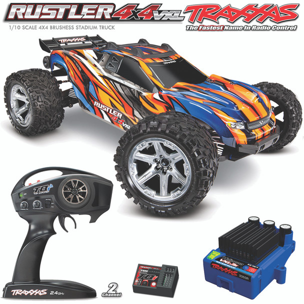 Traxxas Rustler 4x4 VXL Brushless Stadium Truck w/TQi Radio Orange