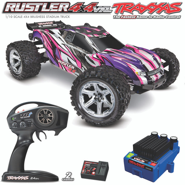 Traxxas Rustler 4x4 VXL Brushless Stadium Truck w/TQi Radio Pink
