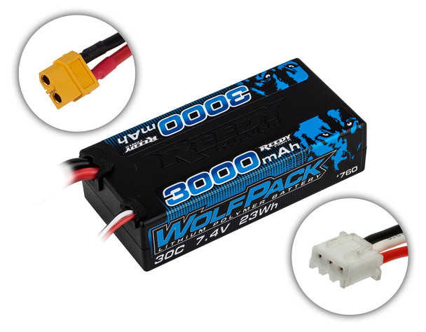 Associated 760 Reedy WolfPack LiPo Battery 3000mAh 30C 7.4V Shorty w/ XT60 Plug