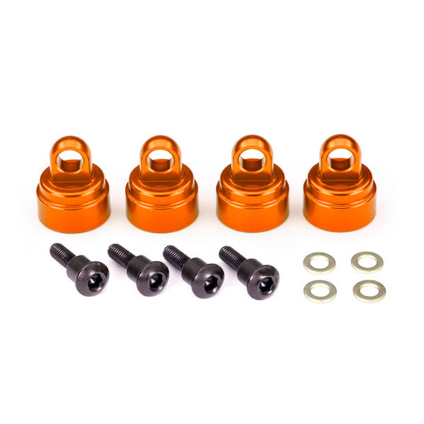 Traxxas 3767T Orange Aluminum Shock Caps (4) (fits all Ultra Shocks)