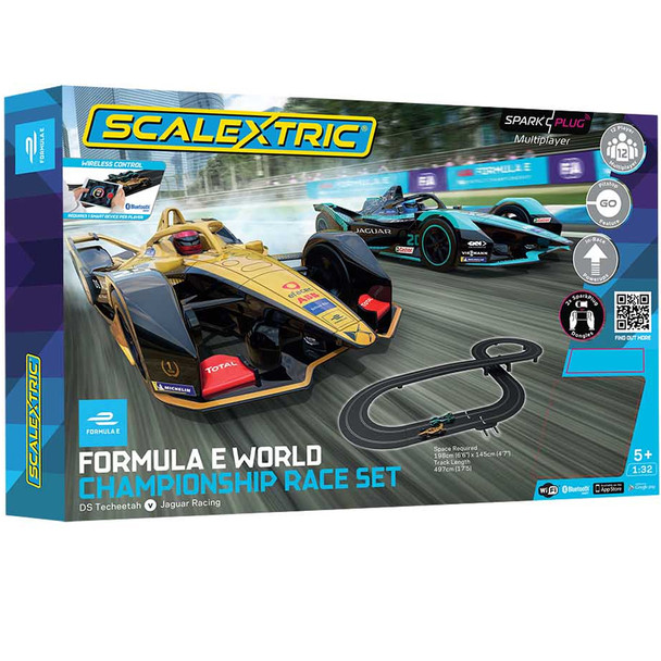 Scalextric C1423T Spark Plug Formula E World Championship 1:32 Slot Car Race Track Set