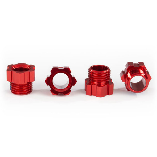 Traxxas 8886R Aluminum Stub Axle Nut (4) Red : TRX-4