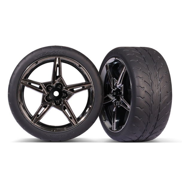 Traxxas 9371 2.1'' Rear Response Tires w/ Split Spoke Black / Chrome Wheels (2)