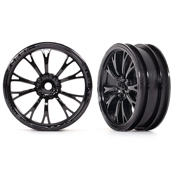 Traxxas 9472 Front Weld Gloss Black Wheels (2) : Drag Slash