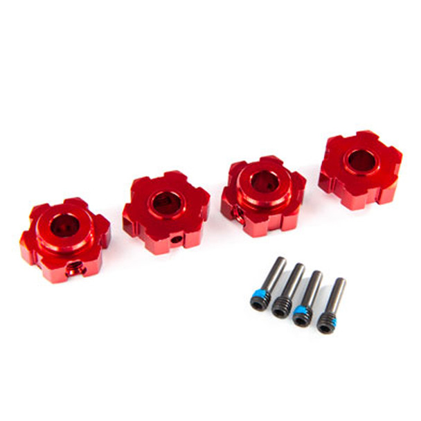 Traxxas 8956R Alum Wheel Hubs Hex (4) Red / 4X13mm Screw Pins (4) : Maxx