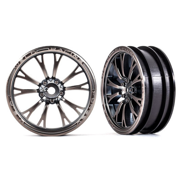 Traxxas 9472A Front Weld Satin Black Chrome Wheels (2) : Drag Slash