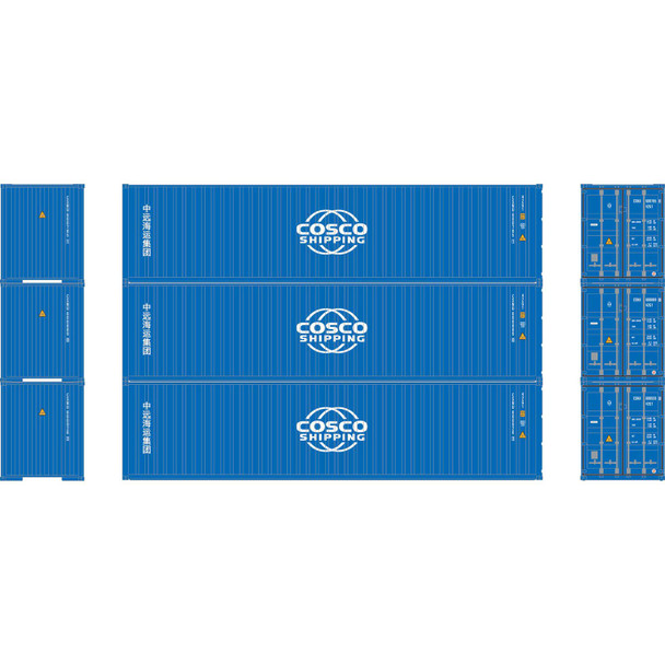 Athearn ATH17436 40' Corrugated HC Container - Cosco Shipping #1 (3) N Scale