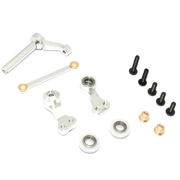 GPM Racing Aluminum Steering Assembly Silver : Tamiya CC01