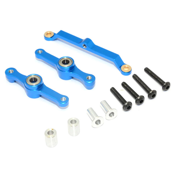 GPM Racing Aluminum Steering Assembly w/ Bearings Blue : Tamiya DF-02