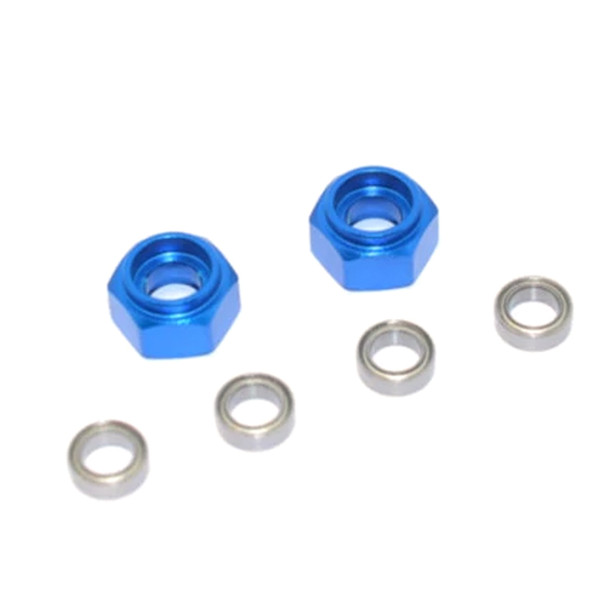 GPM Racing Aluminum Front Wheel Hex Adapter w/ Bearing Blue : 1/10 Tamiya DT-03