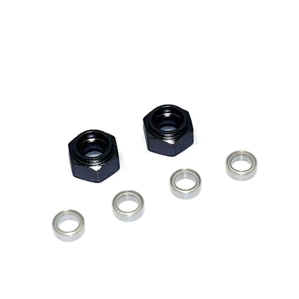 GPM Racing Aluminum Front Wheel Hex Adapter w/ Bearing Black : 1/10 Tamiya DT-03