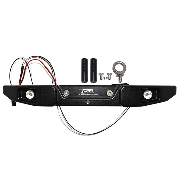 GPM Racing Aluminum Rear Bumper Black w/ Hook & 5mm LED Light : Axial 1/6 SCX6