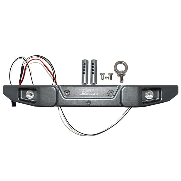 GPM Racing Aluminum Rear Bumper Grey w/ Hook & 5mm LED Light : Axial 1/6 SCX6