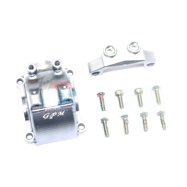 GPM Alum Front Or Rear Gearbox Cover + Upper Arm Stabilizer Silver : Tamiya TT-02
