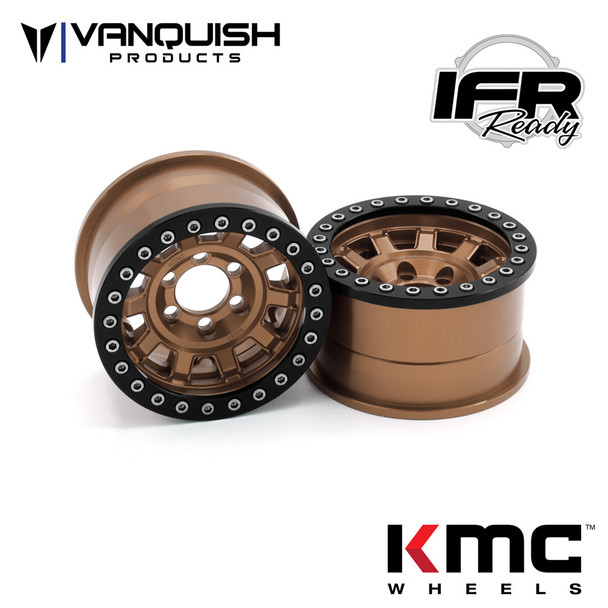 Vanquish VPS07786 1.9 Aluminum KMC KM236 Tank Beadlock Bronze Wheels (2)