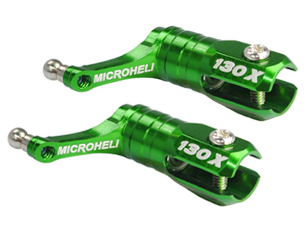 Microheli Main Blade Grip w/Thrust Bearing/Titanium Ball GREEN Blade 130X