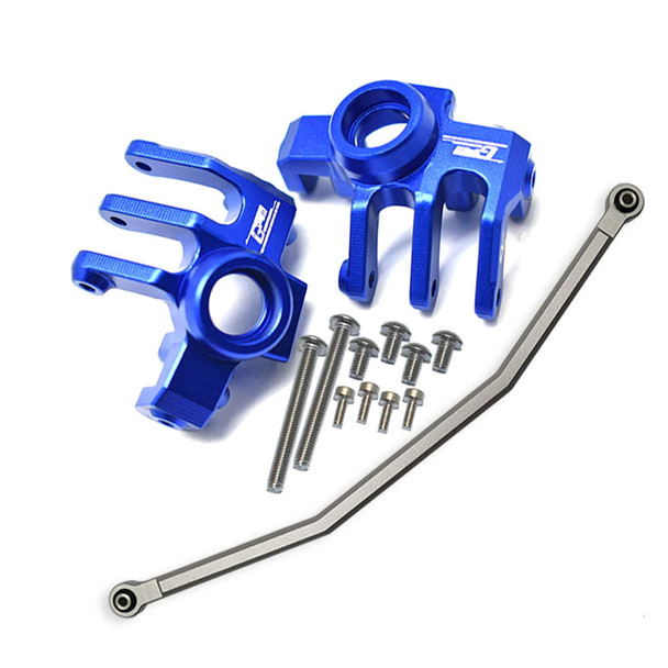 GPM Aluminum Front Knuckle Arm w/ Steering Rod Blue : Axial 1/10 RBX10 Ryft