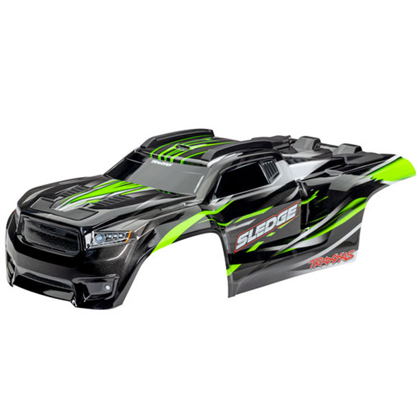Traxxas 9511G Green Body w/ F/R Body Mounts/Window/Grille/Lights Decal : Sledge